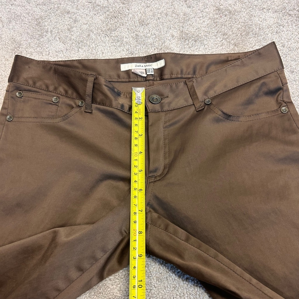 Zara Basic Brown Satin Effect Straight Leg Pants … - image 7